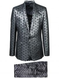 DOLCE  GABBANA METALLIC JACQUARD SUIT - BLACK at Farfetch